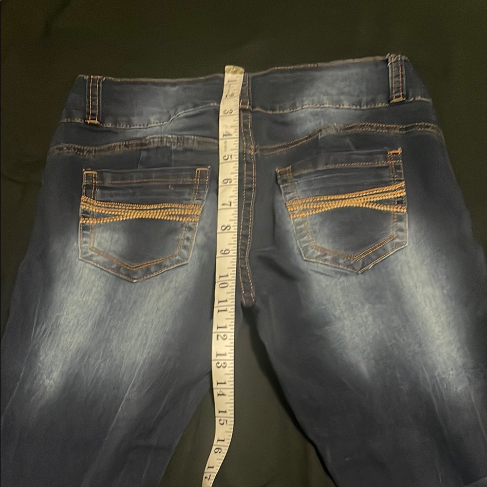 VIP Blue Jeggings with Stretch and Faded Design - Picture 3 of 5